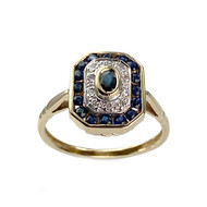 Bague d'occasion or 750 jaune saphir diamant