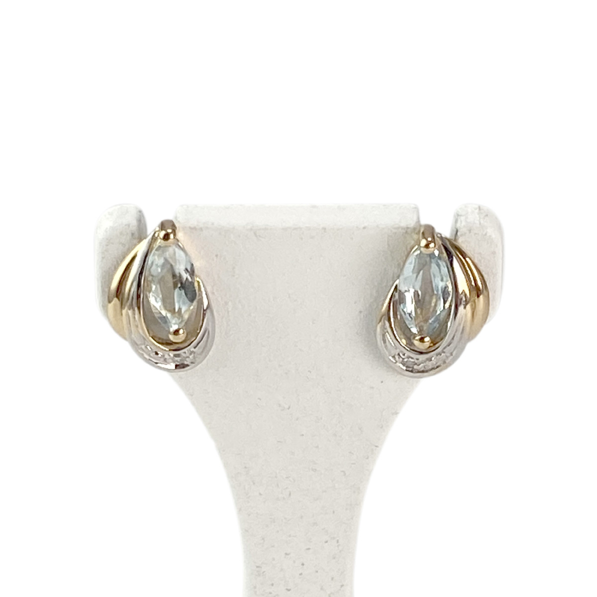 Boucles d'oreilles d'occasion or 750 2 tons jaune aigue marine diamant