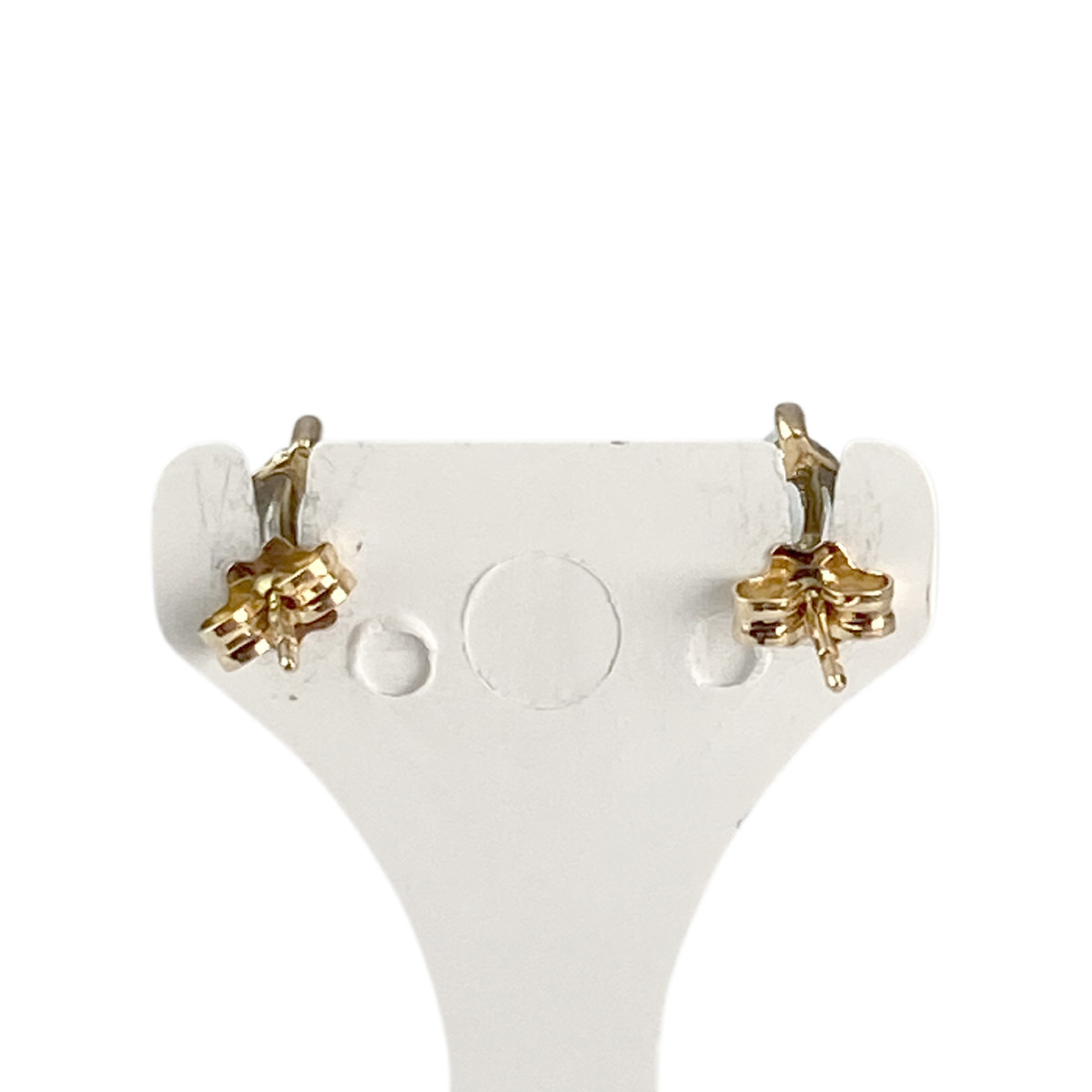 Boucles d'oreilles d'occasion or 750 2 tons jaune aigue marine diamant - vue 3