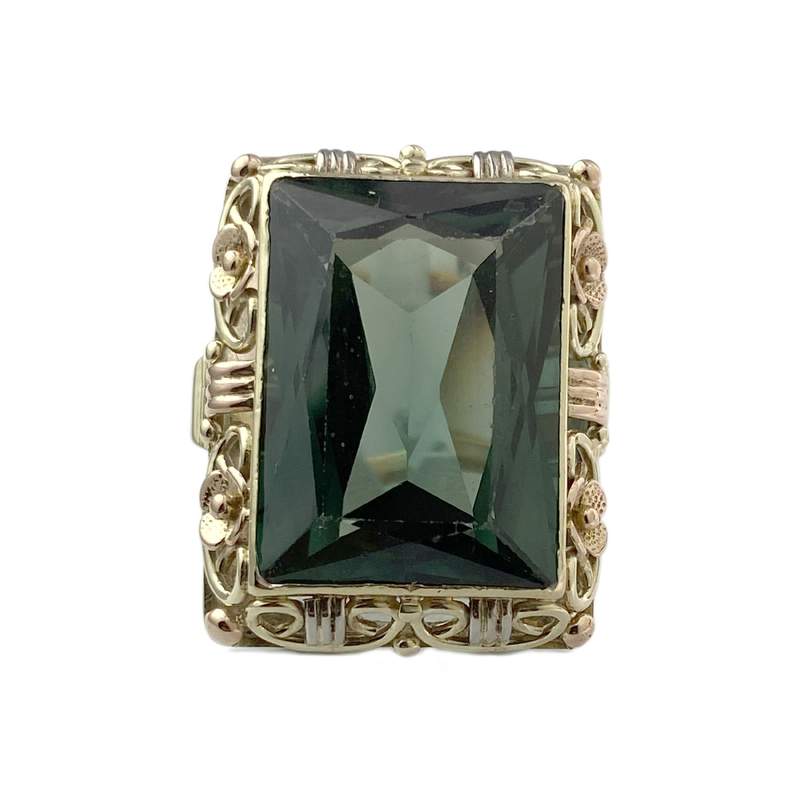 Bague d'occasion or 585 jaune floral spinelle synthétique - vue 1