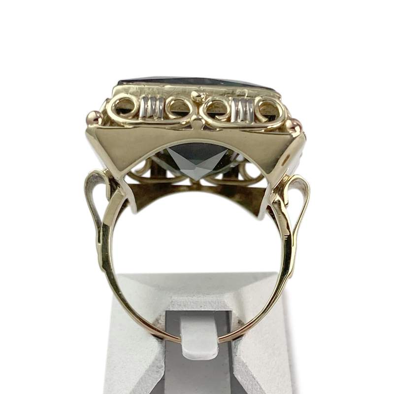 Bague d'occasion or 585 jaune floral spinelle synthétique - vue 3