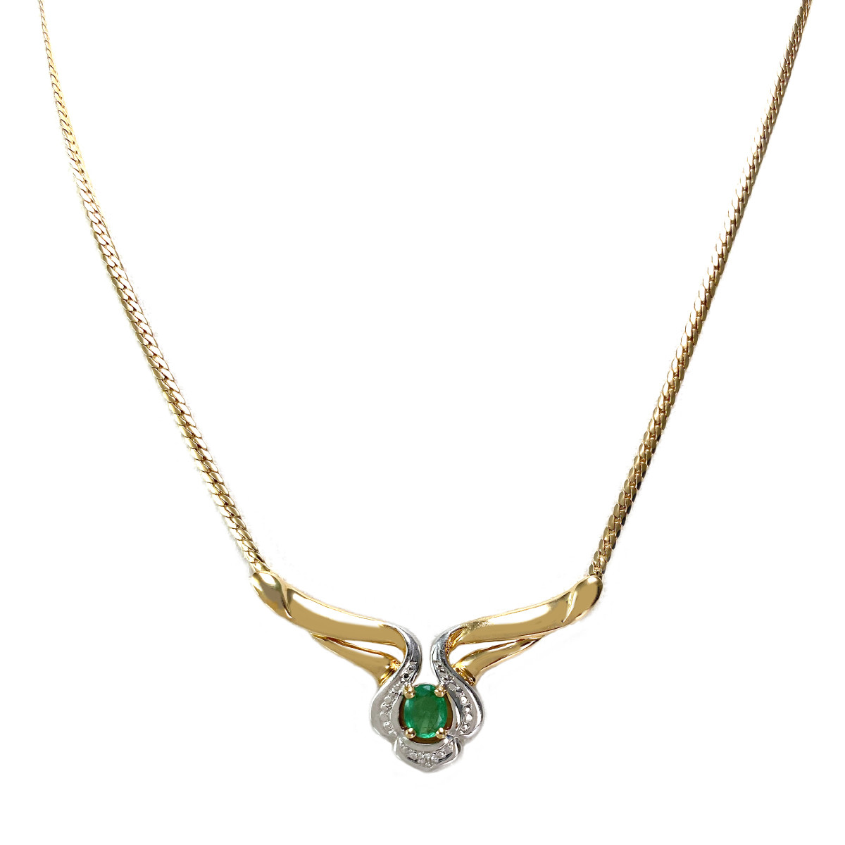 Collier d'occasion or 750 jaune emeraude diamant
