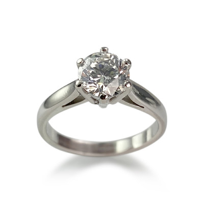 Solitaire d'occasion or 750 blanc diamant - vue 1