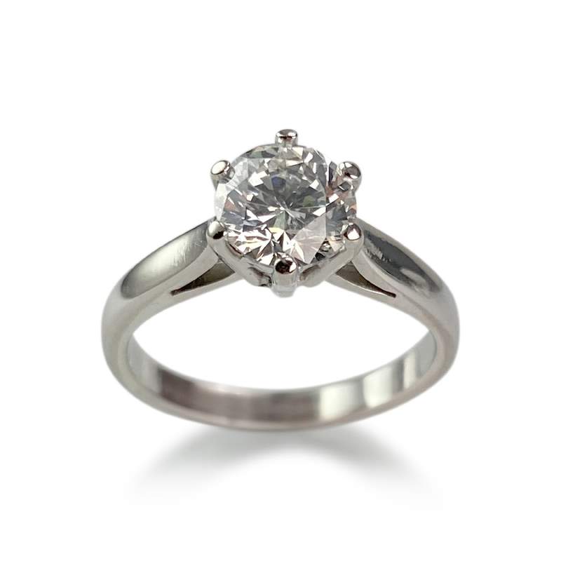Solitaire d'occasion or 750 blanc diamant - vue 1