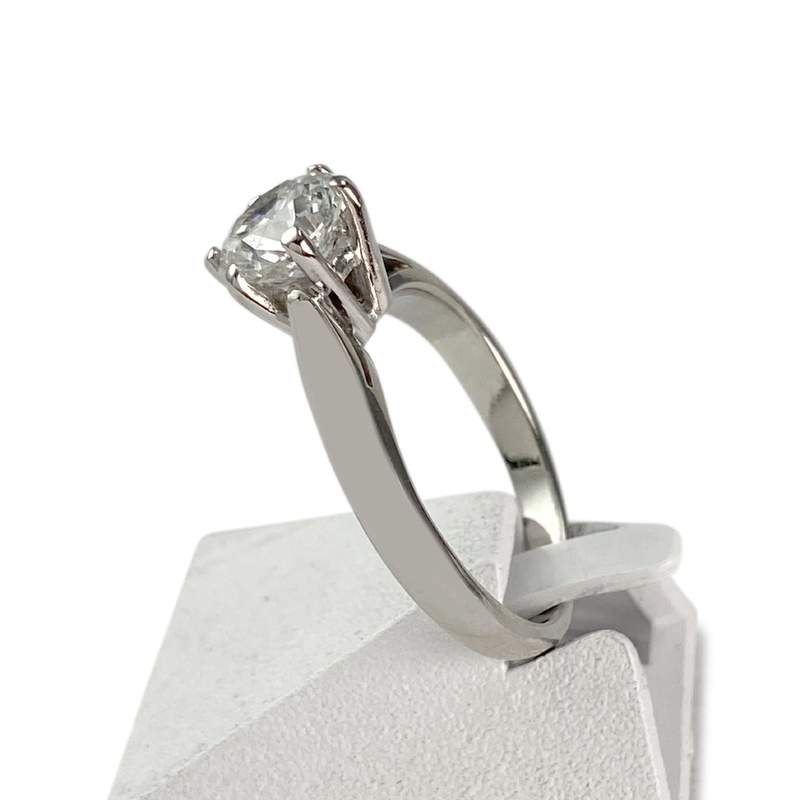 Solitaire d'occasion or 750 blanc diamant - vue 2