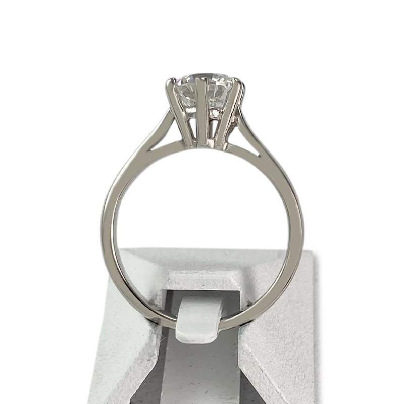 Solitaire d'occasion or 750 blanc diamant - vue 3