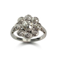 Bague d'occasion platine gris fleur diamants