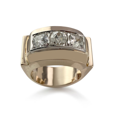 Bague d'occasion or 750 2 ors tank diamants - vue 1