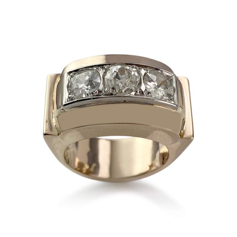 Bague d'occasion or 750 2 ors tank diamants - vue 1