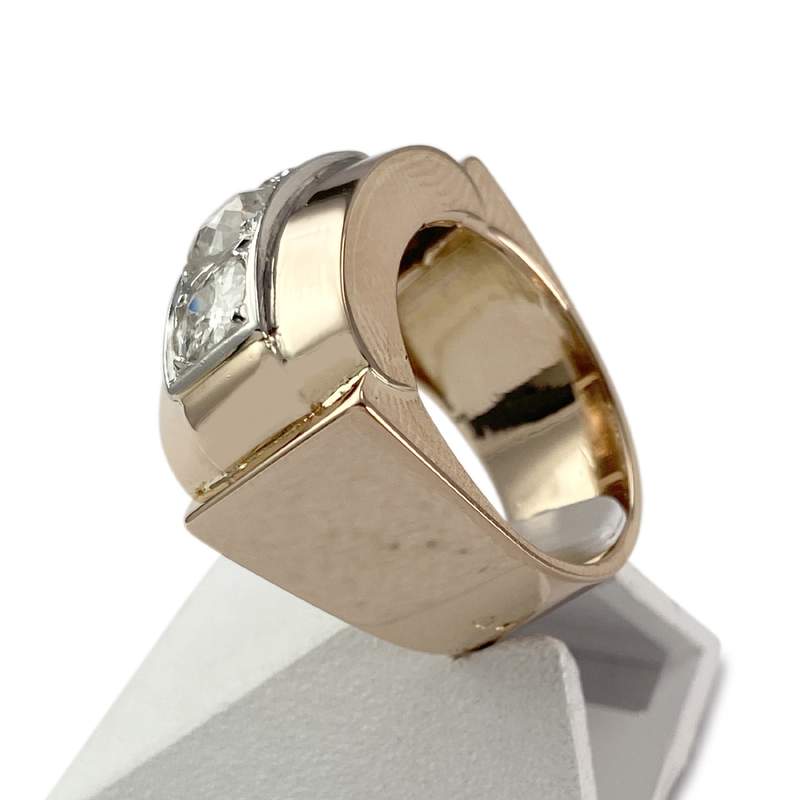 Bague d'occasion or 750 2 ors tank diamants - vue 2