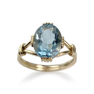 Bague d'occasion or 750 jaune aigue marine