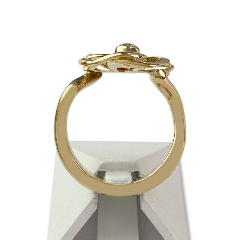 Bague PORCHET d'occasion or 750 jaune fleur diamant - vue 3