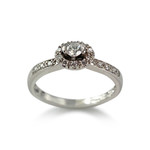 Bague d'occasion or 750 blanc fleur diamants - vue 1