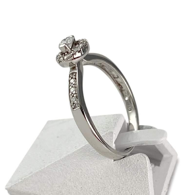 Bague d'occasion or 750 blanc fleur diamants - vue 2