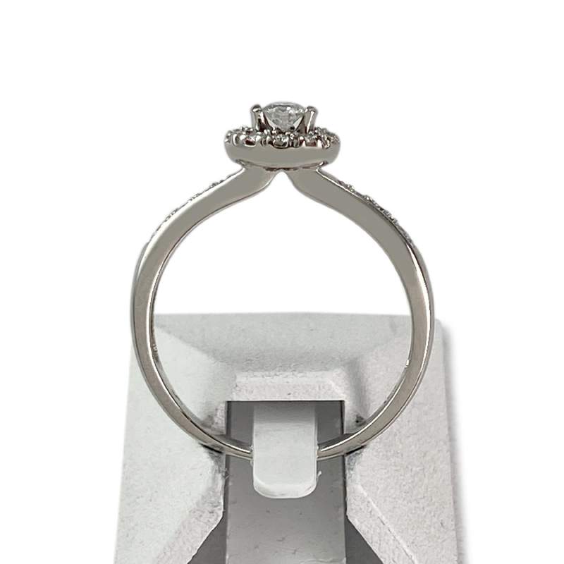Bague d'occasion or 750 blanc fleur diamants - vue 3
