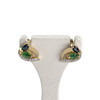 Boucles d'oreilles d'occasion or 750 rhodié 2 tons saphir emeraude diamant - vue V1