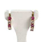 Boucles d'oreilles d'occasion or 750 jaune oxyde de zirconium rubis - vue 1