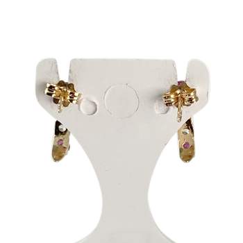 Boucles d'oreilles d'occasion or 750 jaune oxyde de zirconium rubis