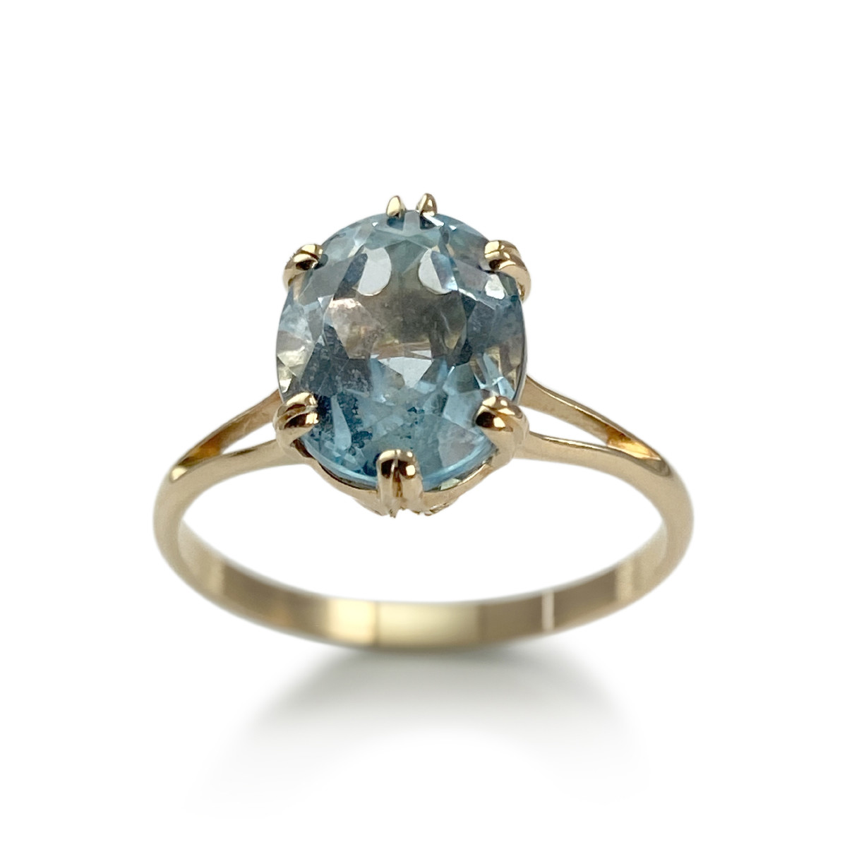 Bague d'occasion or 750 jaune topaze bleue