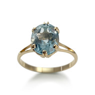 Bague d'occasion or 750 jaune topaze bleue