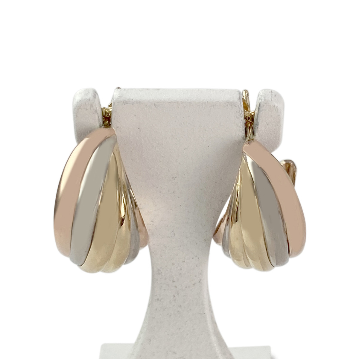 Boucles d'oreilles d'occasion or 750 rhodié 3 tons