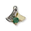Pendentif d'occasion or 750 rhodié 2 tons emeraude diamant - vue V1