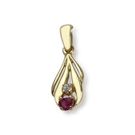 Pendentif d'occasion or 750 jaune rubis oxyde de zirconium