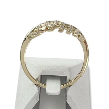 Second-hand gold ring 375 yellow zirconium oxide leaves