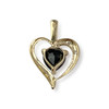 Pendentif coeur d'occasion or 750 jaune diamant saphir - vue V2