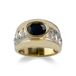 Bague d'occasion or 750 rhodié 2 tons saphir diamant - vue 1