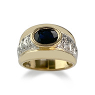 Bague d'occasion or 750 rhodié 2 tons saphir diamant