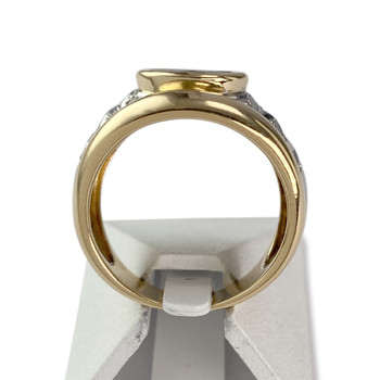 Pre-owned 750 rhodium-plated two-tone gold ring with sapphire and diamond
