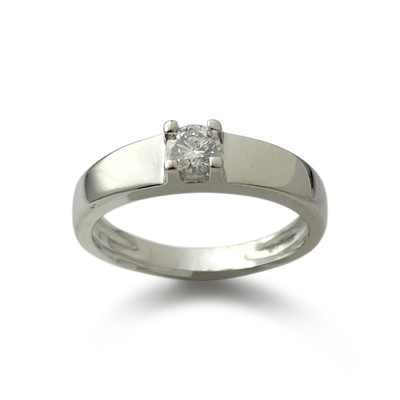 Solitaire d'occasion or 750 blanc diamant - vue 1