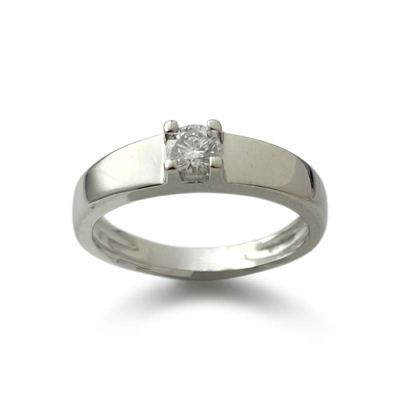 Solitaire d'occasion or 750 blanc diamant - vue 1