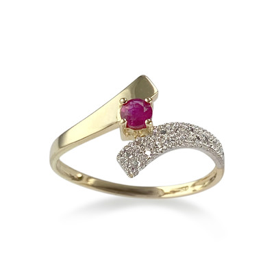 Second-hand gold 750 2-tone ruby ring
