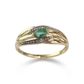 Bague d'occasion or 750 jaune émeraude diamant