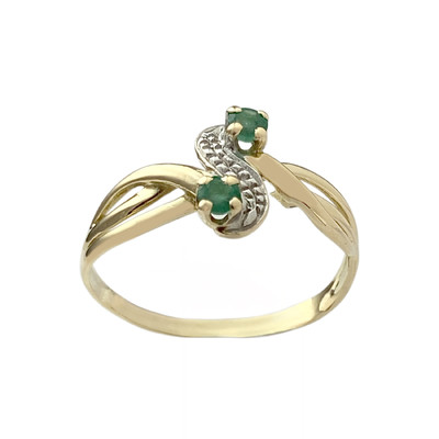 Bague d'occasion or 750 2 tons émeraude