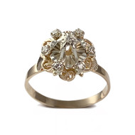 Bague d'occasion or 750 rose et blanc fleur diamants