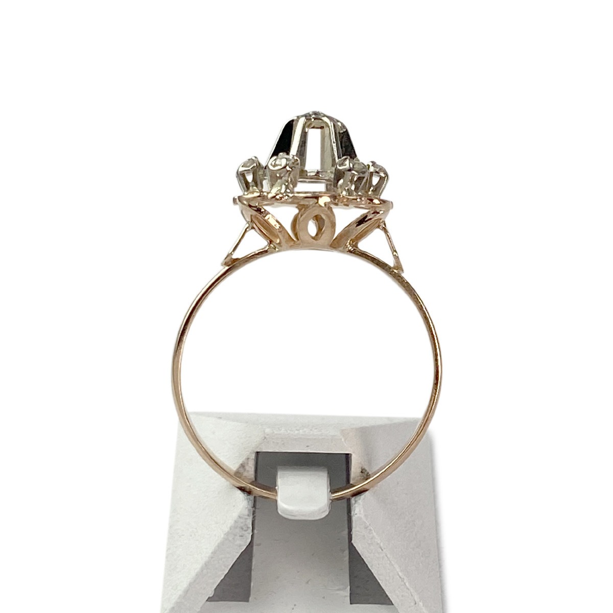 Bague d'occasion or 750 rose et blanc fleur diamants - vue 3