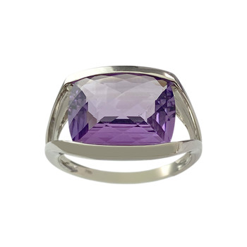 Bague d'occasion or 750 blanc amethyste