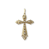 Croix d'occasion or 750 jaune demi-perles