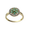 Bague d'occasion or 750 jaune fleur diamants émeraudes - vue V1