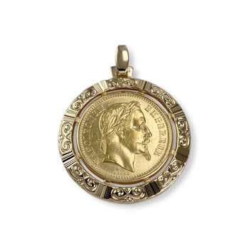 Tweedehands gouden hanger 750 gele munthouder