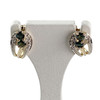 Boucles d'oreilles d'occasion or 750 2 ors saphirs diamants - vue V1