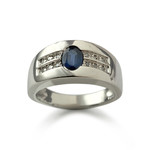 Bague d'occasion or 750 blanc diamant saphir - vue 1