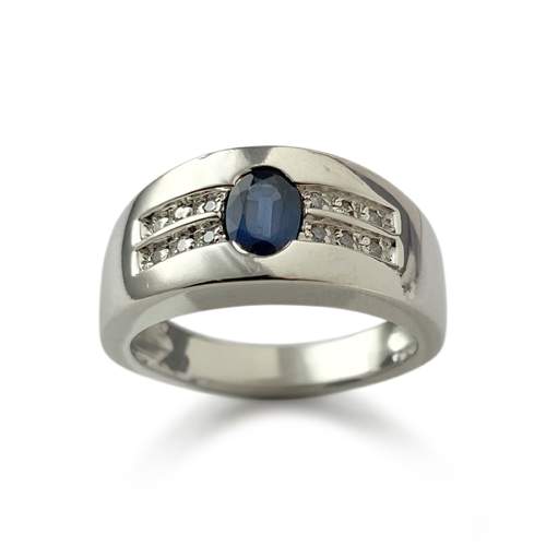 Second-hand gold 750 white diamond sapphire ring