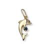 Pendentif d'occasion or 750 jaune dauphin saphir - vue V1