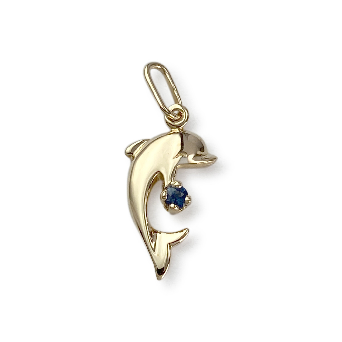 Pendentif d'occasion or 750 jaune dauphin saphir
