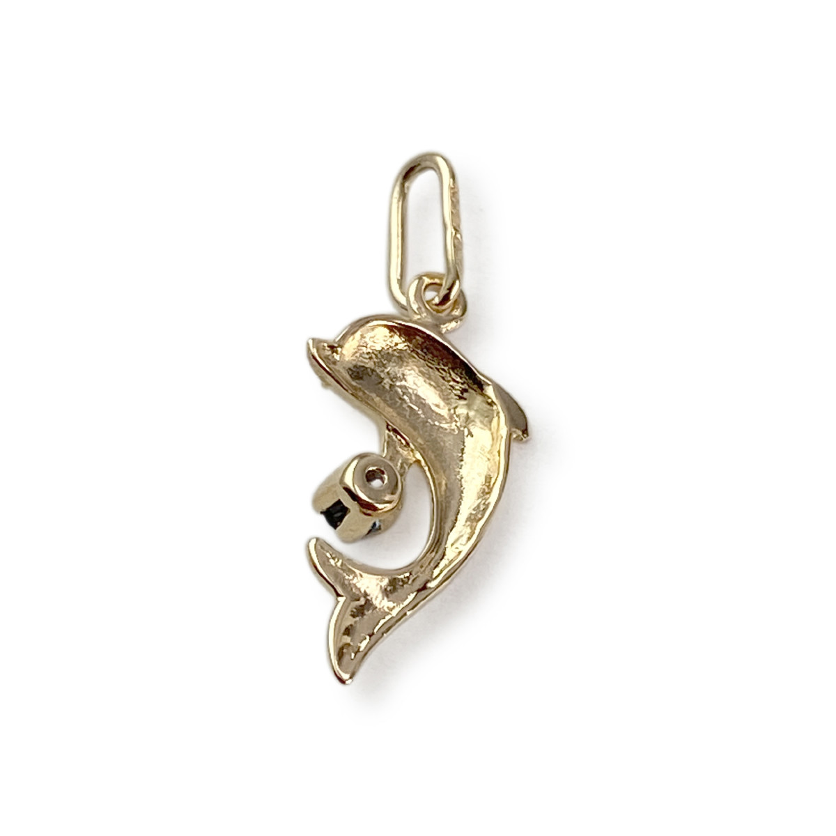 Pendentif d'occasion or 750 jaune dauphin saphir - vue 2