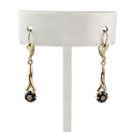 Boucles d'oreilles d'occasion or 750 jaune diamant saphir